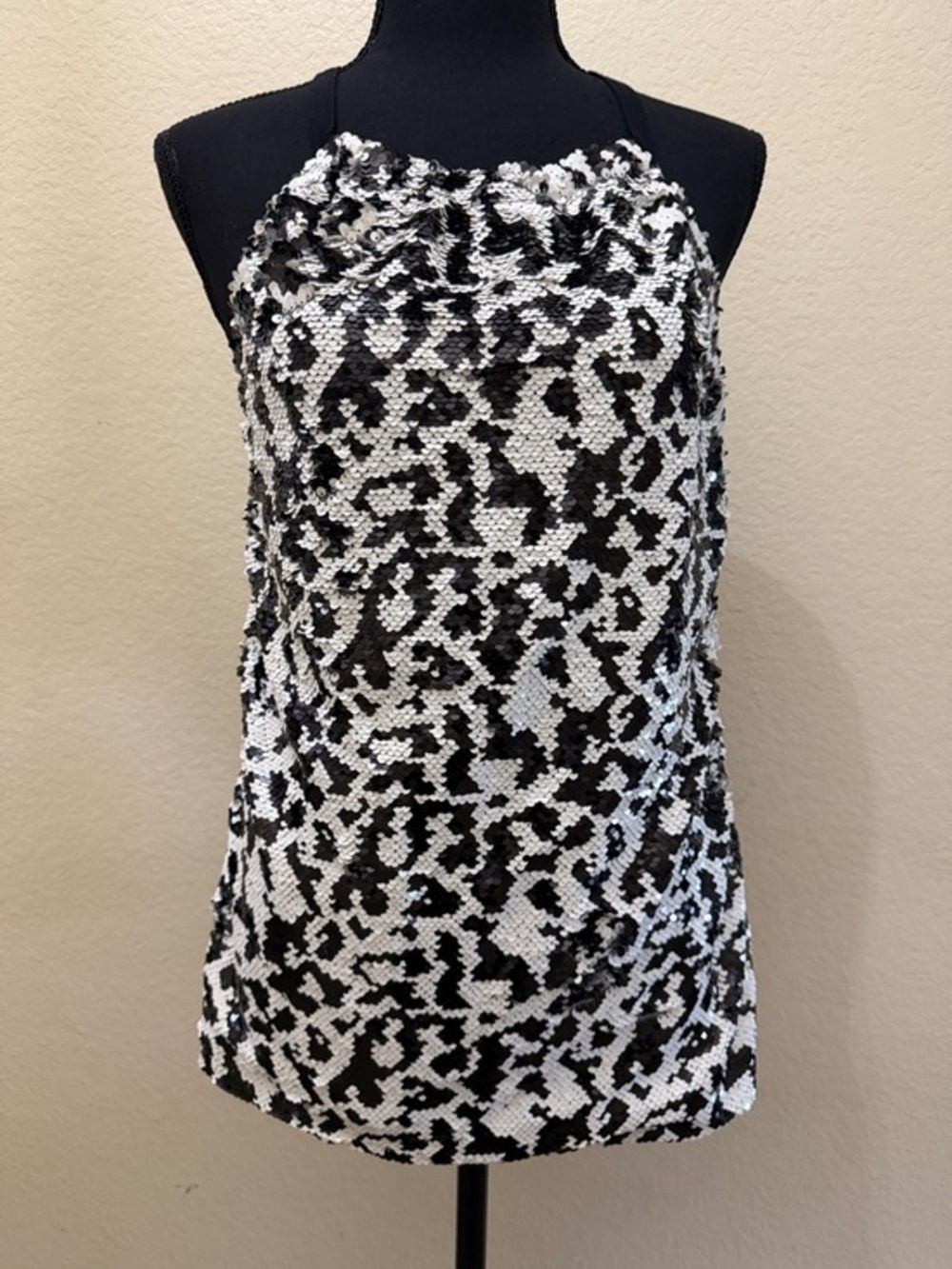 INC International Concepts Black and White Reversible Sequin Tank